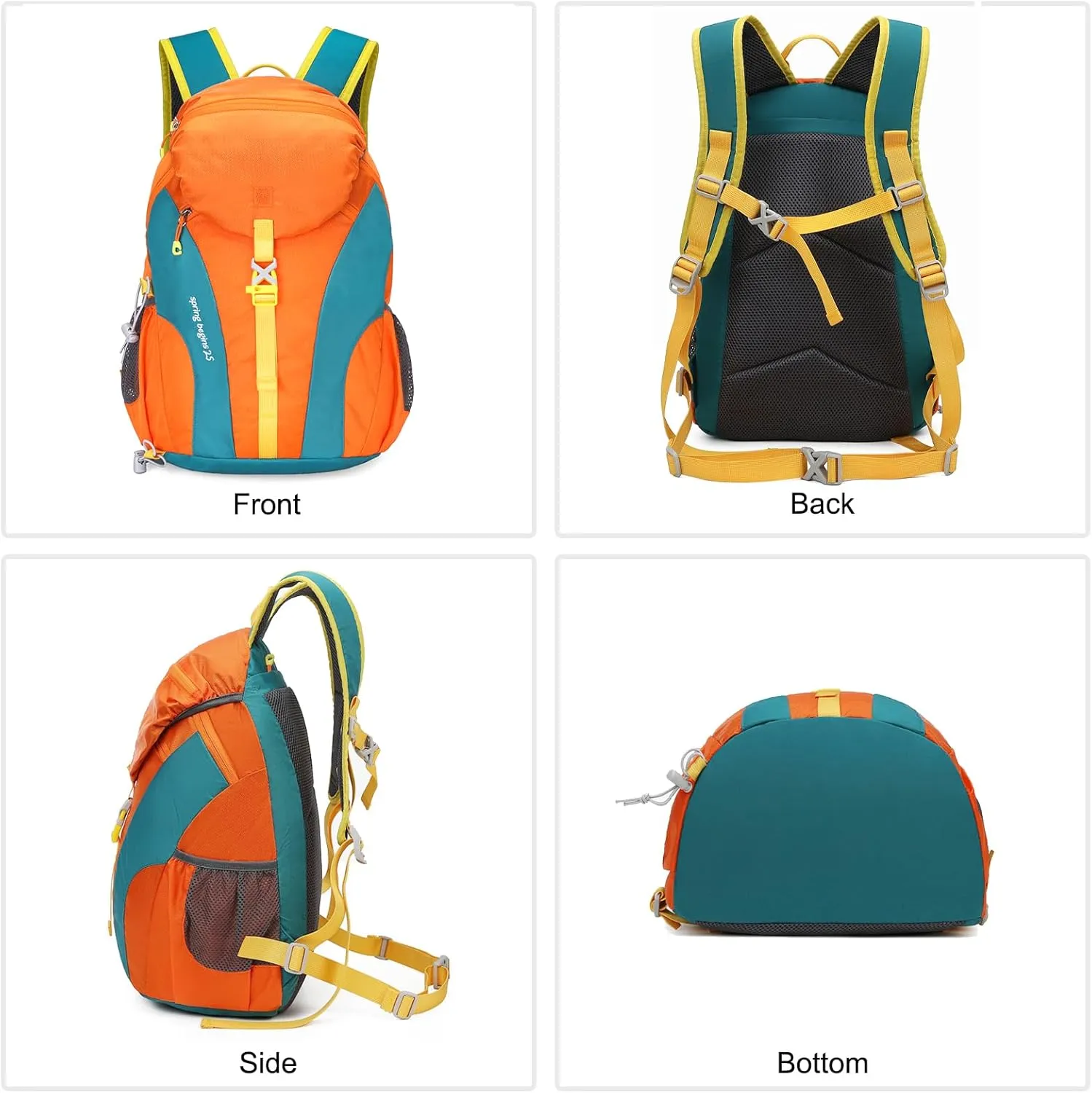PORRASSO Hiking Backpack Waterproof Daypack 25L Rucksack Lightweight Backpack for Women Men Trekking Cycling Climbing Outdoor Sports Black