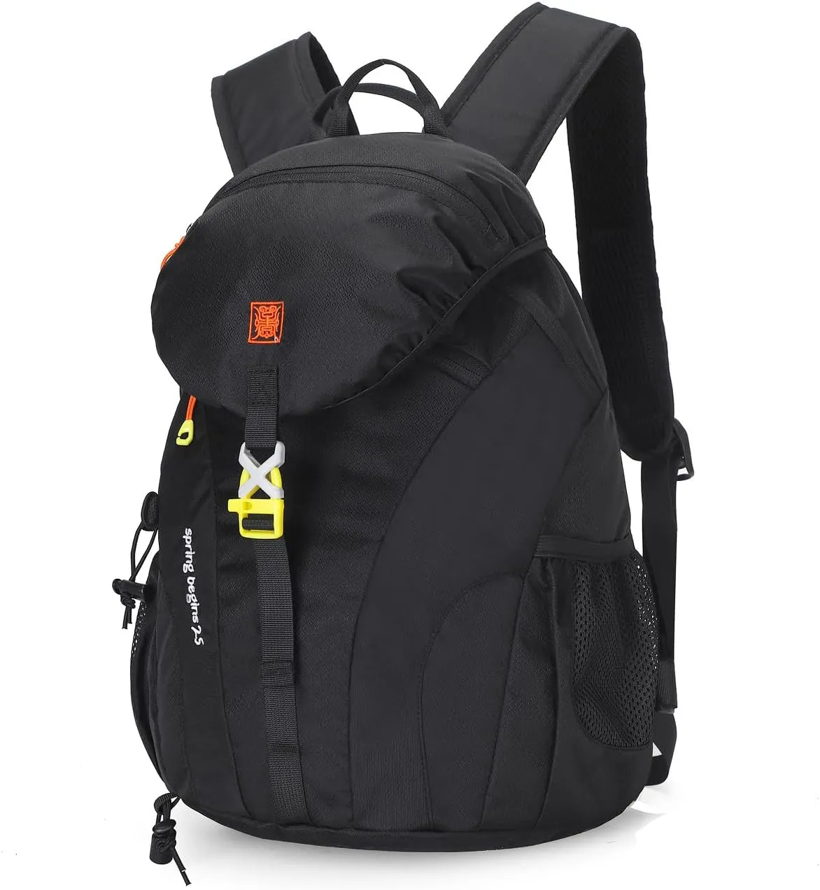 PORRASSO Hiking Backpack Waterproof Daypack 25L Rucksack Lightweight Backpack for Women Men Trekking Cycling Climbing Outdoor Sports Black