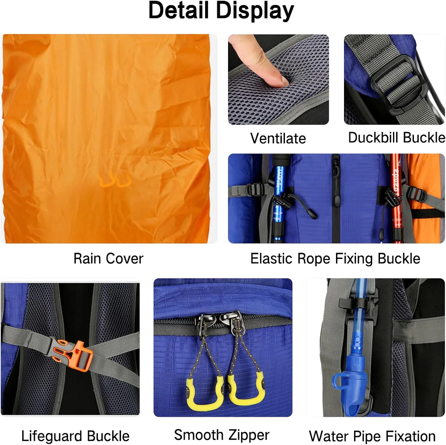 PORRASSO Hiking Backpack Waterproof Daypack 50L Rucksack with Rain Cover Backpack for Travel Trekking Camping Climbing Outdoor Sports Green