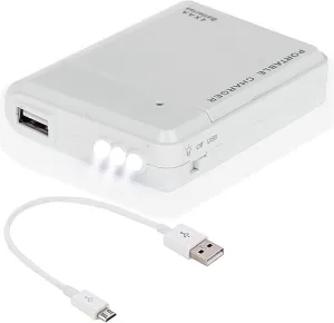 Portable AA Battery Travel Charger for Micromax Unite 3 and Emergency Re-Charger with LED Light! (Takes 4 AA Batteries) [White]