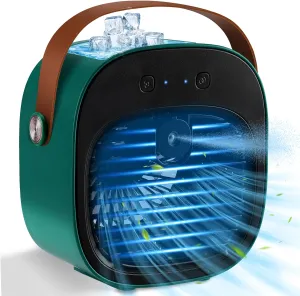 Portable Air Conditioners Rechargeable, 5200mAh Mini Air Conditioner, Personal Air Cooler with 3 Speeds, Small Desk Air Cooling Fan for Bedroom, Office, Outdoor