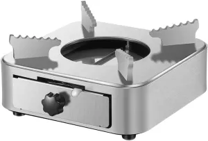 Portable Alcohol Stove, Furnace Drawer Type Camp Stove Sturdy Adjustable Spirit Burner for Backpacking BBQ Household Hiking Picnic Outdoor Camping (Silver)