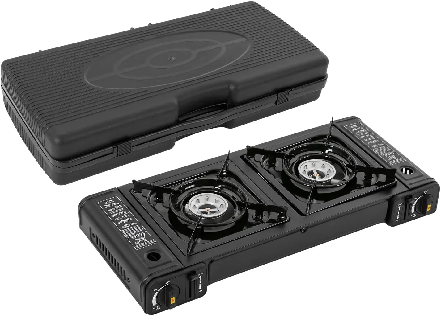 Portable Butane Camping Stove, Double Burner Barbecue Gas Stove, Indoor/Outdoor Electric Grill, Ideal for Campsites, Outdoor Kitchens, Hunting Cabins, and More