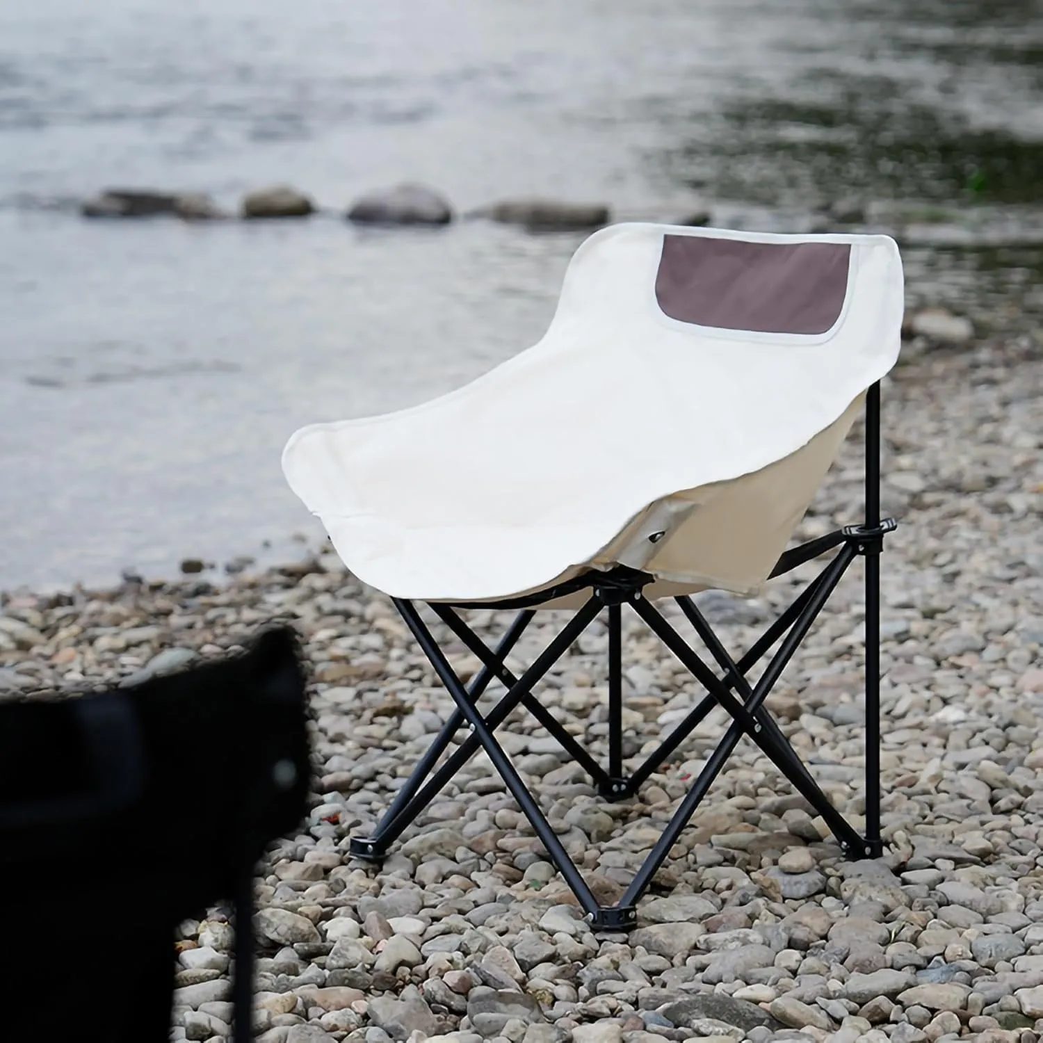 Portable Camp Chairs for Adults, Sturdy and Durable Camp Chairwith Carry Bag, Lightweight Camping Chairs for Beach Garden, Terrace (Color : Black)