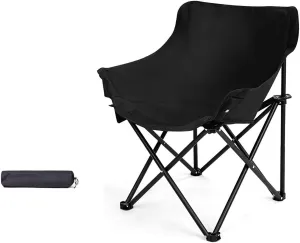 Portable Camp Chairs for Adults, Sturdy and Durable Camp Chairwith Carry Bag, Lightweight Camping Chairs for Beach Garden, Terrace (Color : Black)