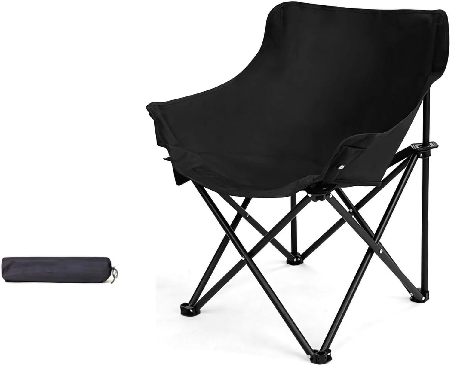 Portable Camp Chairs for Adults, Sturdy and Durable Camp Chairwith Carry Bag, Lightweight Camping Chairs for Beach Garden, Terrace (Color : Black)