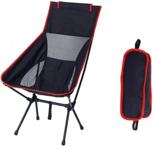 Portable Camping Chair Folding Backpacking Chair Lightweight Outdoor Camp Chair with Storage Bag,Beach Chair with Pillow for Travel,Sports,Picnic,Hiking, Backpacking (Black)