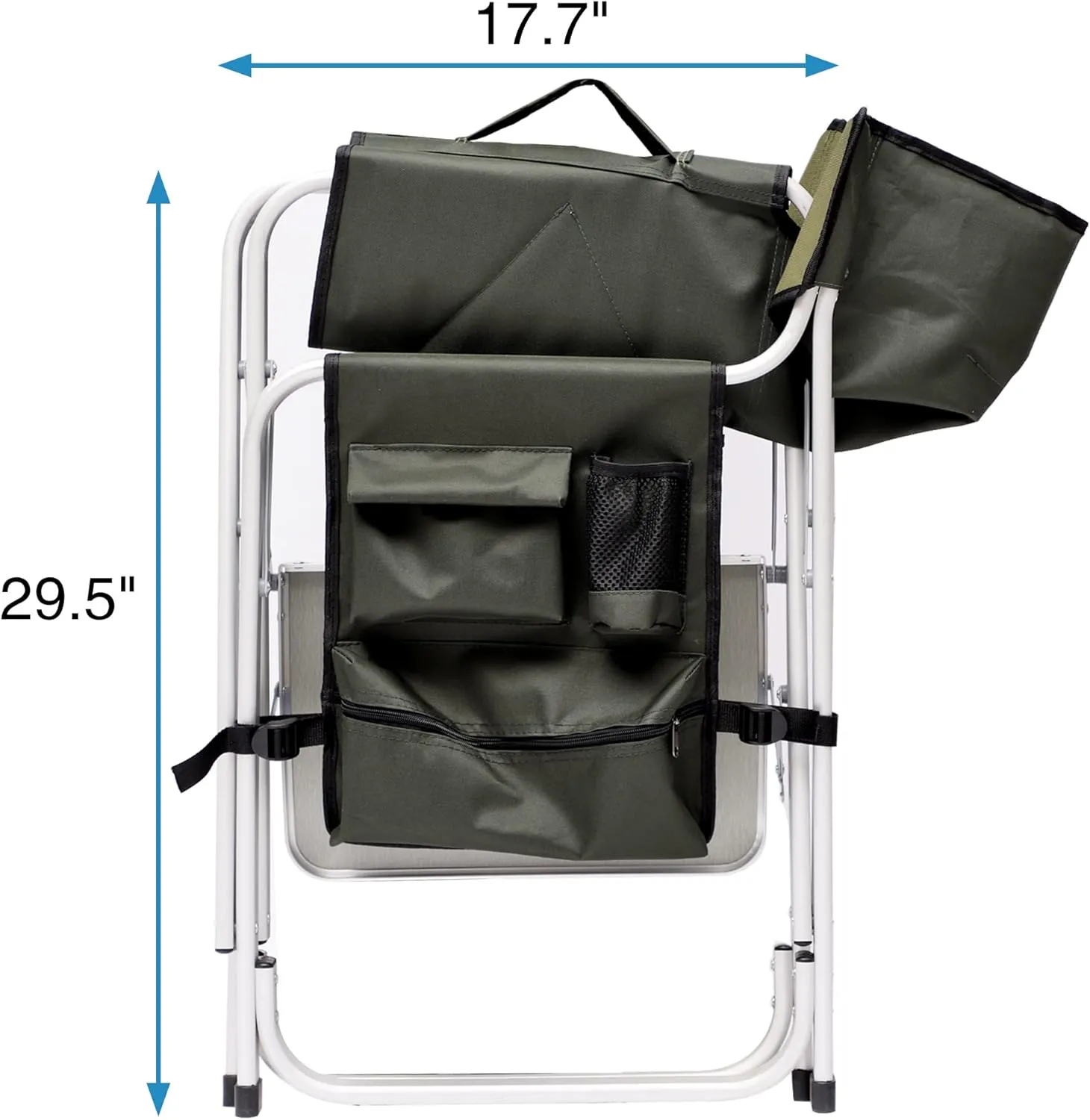 Portable Camping Chairs, 2 Pack Folding Outdoor Chair with Side Table Storage Bag, Beach Lawn Sling Chairs Deck Eazy Chair Oversized Padded for Picnics Fishing, Green
