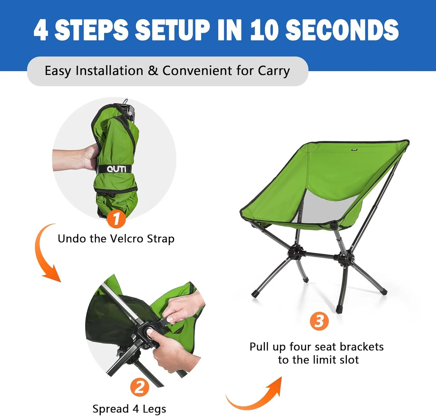 Portable Camping Chairs,Camp Chairs for Adults,Outdoor Chair Supports 380Lbs,Folding Camping Chair with Cup Holder Carry Bag,Fast Setup Lightweight Backpack Seat for Travel,Hiking,Beach,Adventures