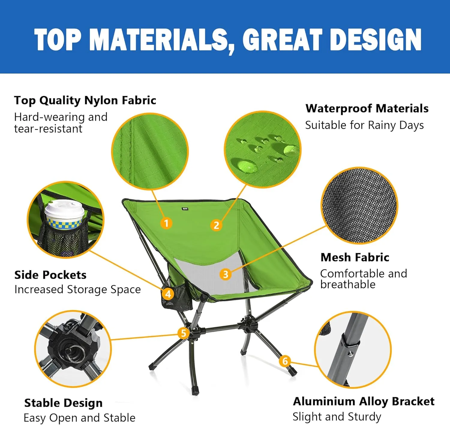 Portable Camping Chairs,Camp Chairs for Adults,Outdoor Chair Supports 380Lbs,Folding Camping Chair with Cup Holder Carry Bag,Fast Setup Lightweight Backpack Seat for Travel,Hiking,Beach,Adventures