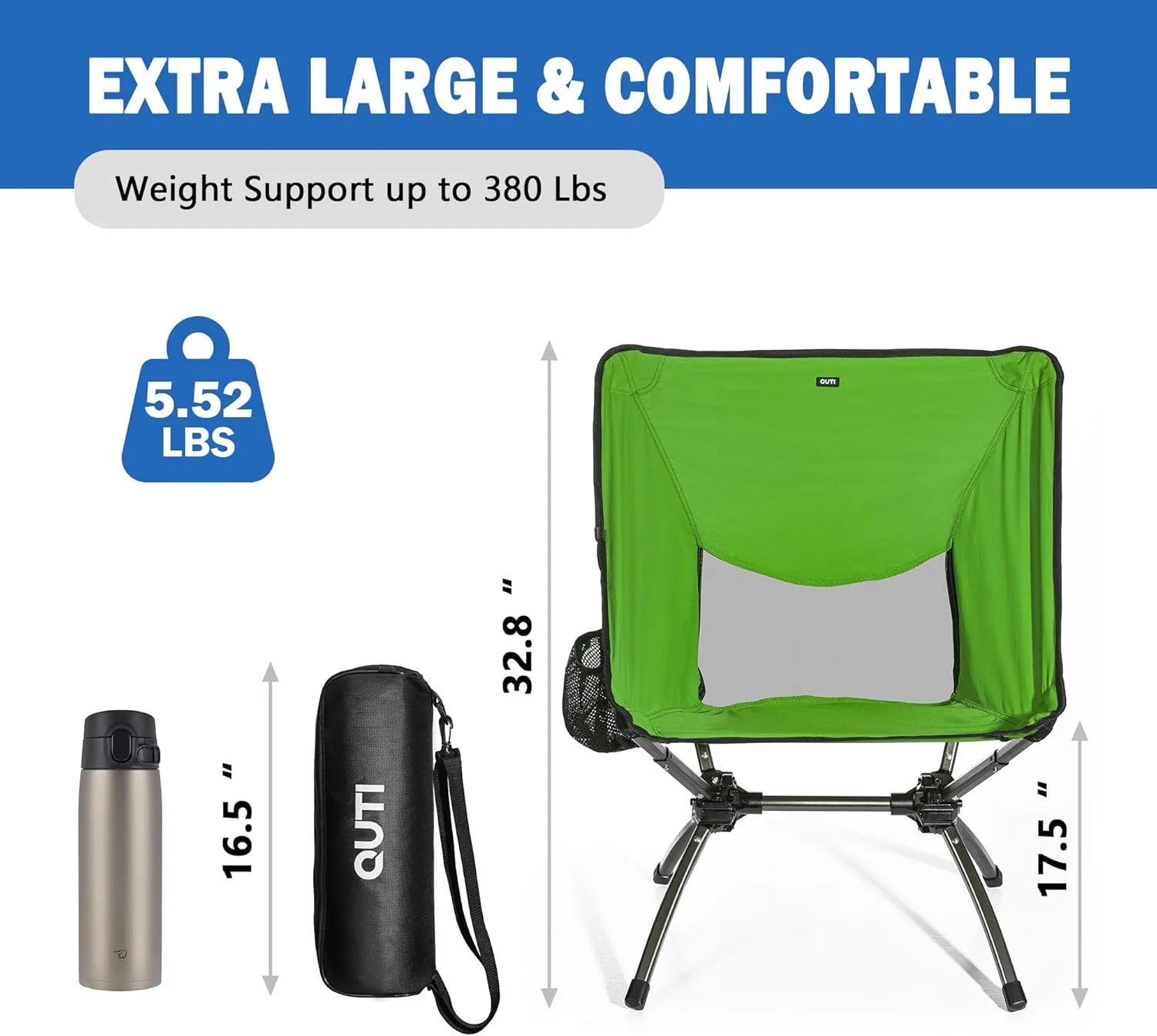 Portable Camping Chairs,Camp Chairs for Adults,Outdoor Chair Supports 380Lbs,Folding Camping Chair with Cup Holder Carry Bag,Fast Setup Lightweight Backpack Seat for Travel,Hiking,Beach,Adventures