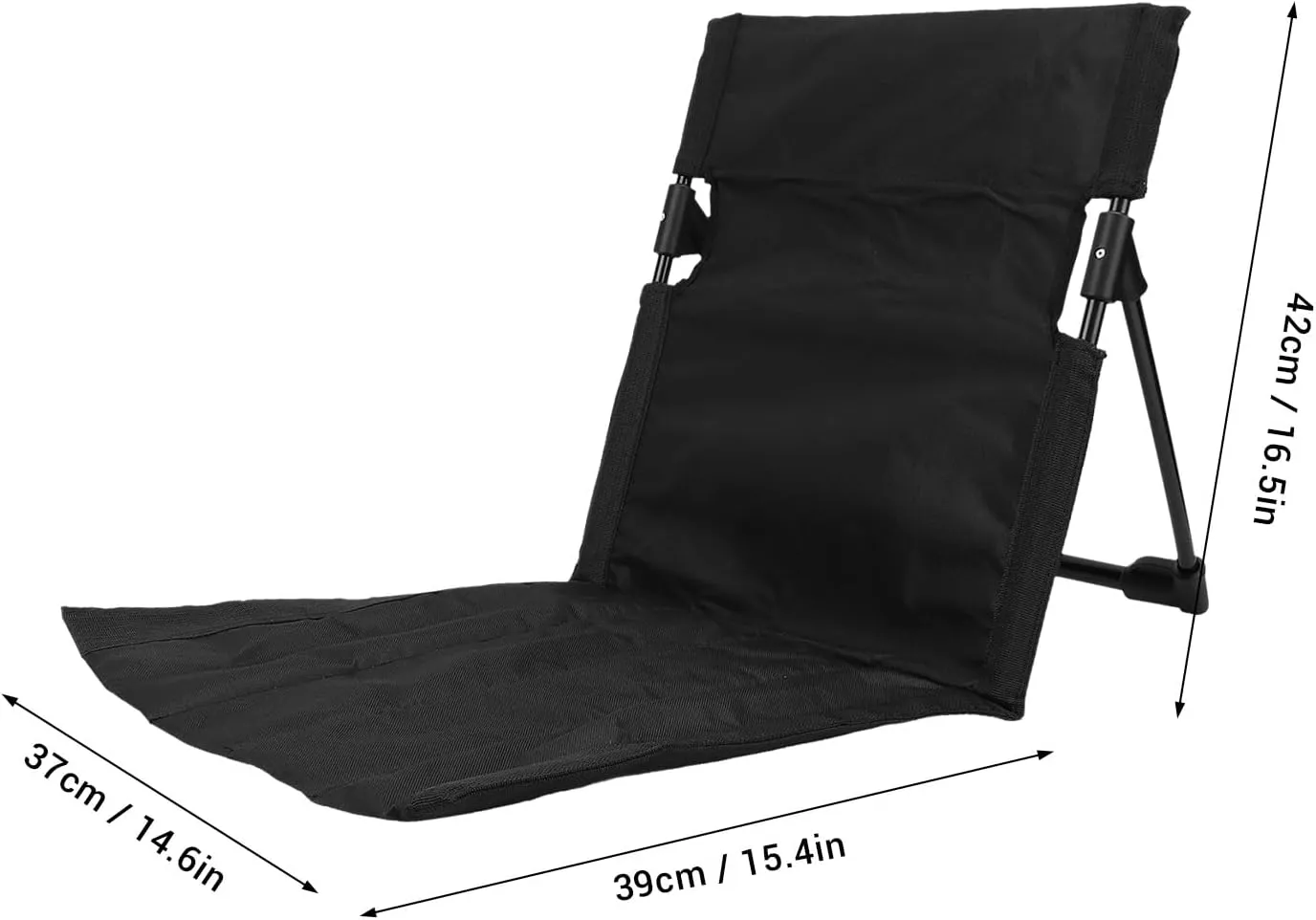 Portable Camping Floor Chair, Adjustable Back Support Beach Floor Chair Breathable 600D Oxford Cloth for Outdoor (Black)