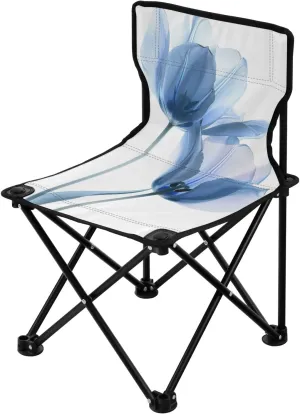 Portable Camping Folding Chairs Foldable Chair Small Blue Tulips Flowers 2 Lightweight Backpacking Outdoor Outside Fishing