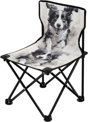 Portable Camping Folding Chairs Foldable Chair Small Dog Watercolor 4 Lightweight Backpacking Outdoor Outside Fishing