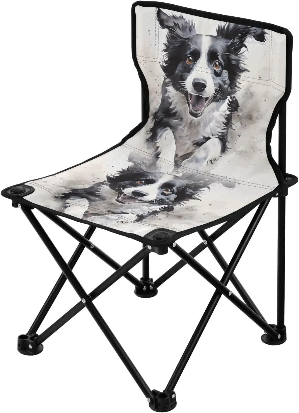 Portable Camping Folding Chairs Foldable Chair Small Dog Watercolor 4 Lightweight Backpacking Outdoor Outside Fishing