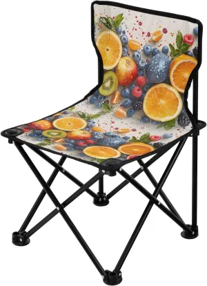 Portable Camping Folding Chairs Foldable Chair Small Fruit Pattern Lightweight Backpacking Outdoor Outside Fishing