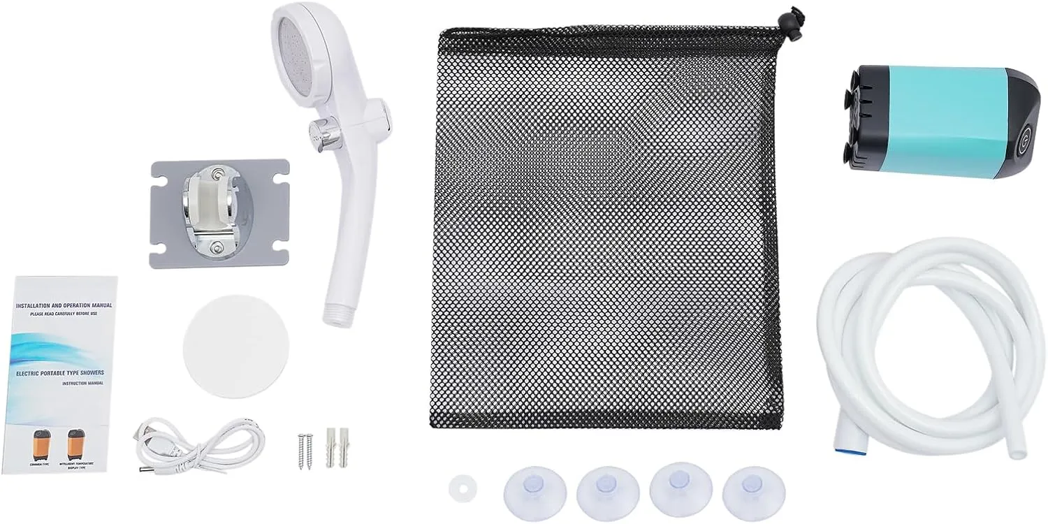 Portable Camping Shower Electric Rechargeable,Portable Camping Shower, Outdoor Camp Shower Pump, 4800mAh Sowered by Battery for Camping, Hiking, Traveling, Beach Swimming