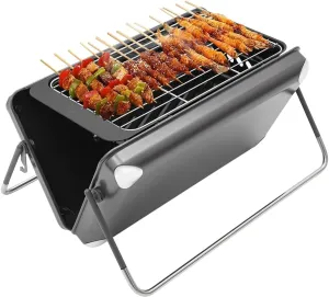 Portable Camping Stove Foldable Gas&Charcoal 2-in-1 Grill Compact Suitcase Design Camping Grill for Outdoor Cooking Grilling Picnics