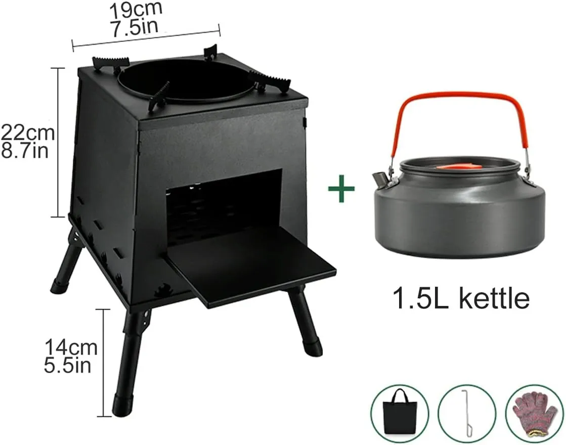 Portable Camping Stoves，Outdoor Fire Pit with Stand，for Wood Burning and Low Smoke Great Camping Stove，Outdoor Fire Pits，with Carry Bag，for Outdoor Backpacking Fishing Hiking