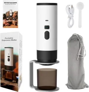 Portable Capsule Coffee Maker with Storage Bag - Electric Espresso Machine, 19Bar Pump Pressure, Fast 80s Brewing, 4 Fl Oz Capacity(White)