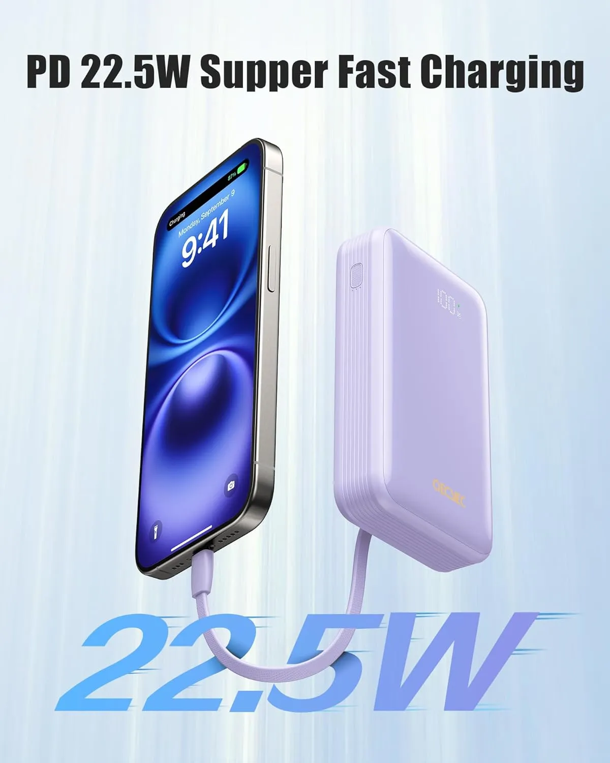 Portable Charger 20000mAh, 22.5W Power Bank Fast Charging, High Capacity Cell Phone Portable Power Banks with for iPhone, Samsung, Android etc, Travel Essential (Purple)