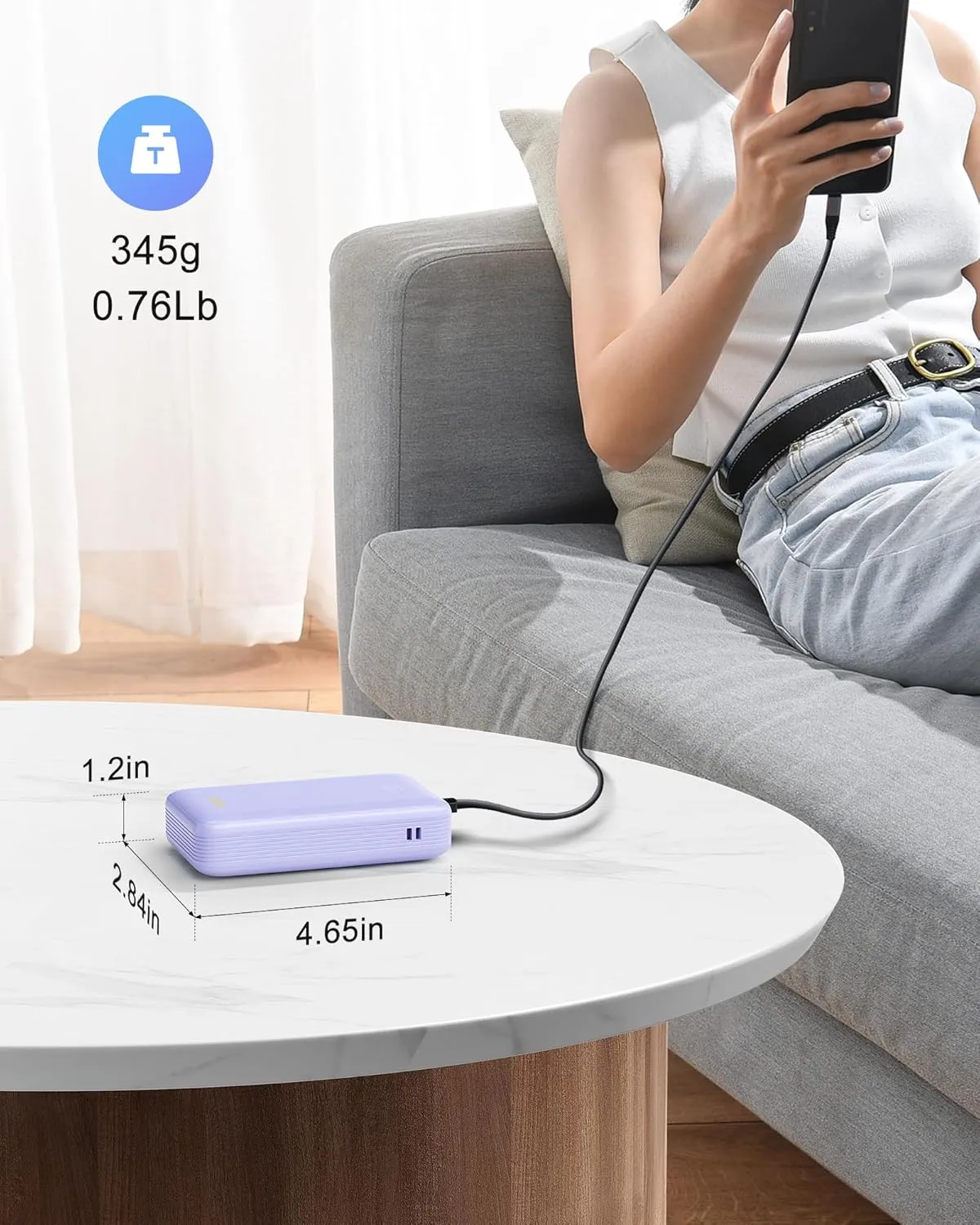 Portable Charger 20000mAh, 22.5W Power Bank Fast Charging, High Capacity Cell Phone Portable Power Banks with for iPhone, Samsung, Android etc, Travel Essential (Purple)