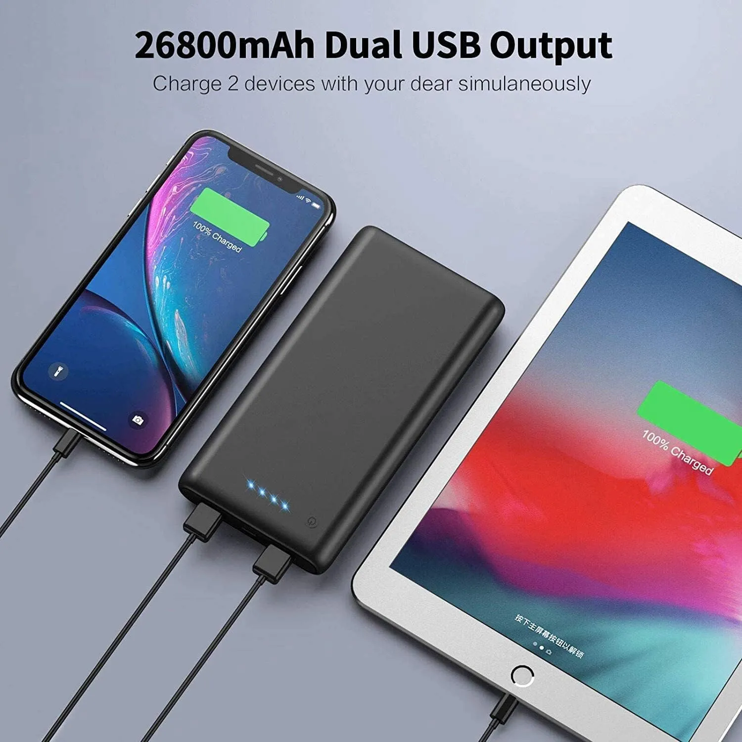Portable Charger Power Bank 26800mah,Ultra-High Capacity Safer External Cell Phone Battery Pack,2 USB Output High Speed Charging Power bank Compatible with iPhone 16/15/14/13/12 Samsung Android LG etc
