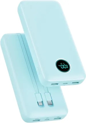 Portable Charger PowerBank 40,800mAh with 2 Built-in Cables,25W PD Fast Charging  QC 4.0 Quick Phone Charging Power Bank, 5 Outputs LCD Display USB C Battery Pack for iPhone 16/15 Android Galaxy etc