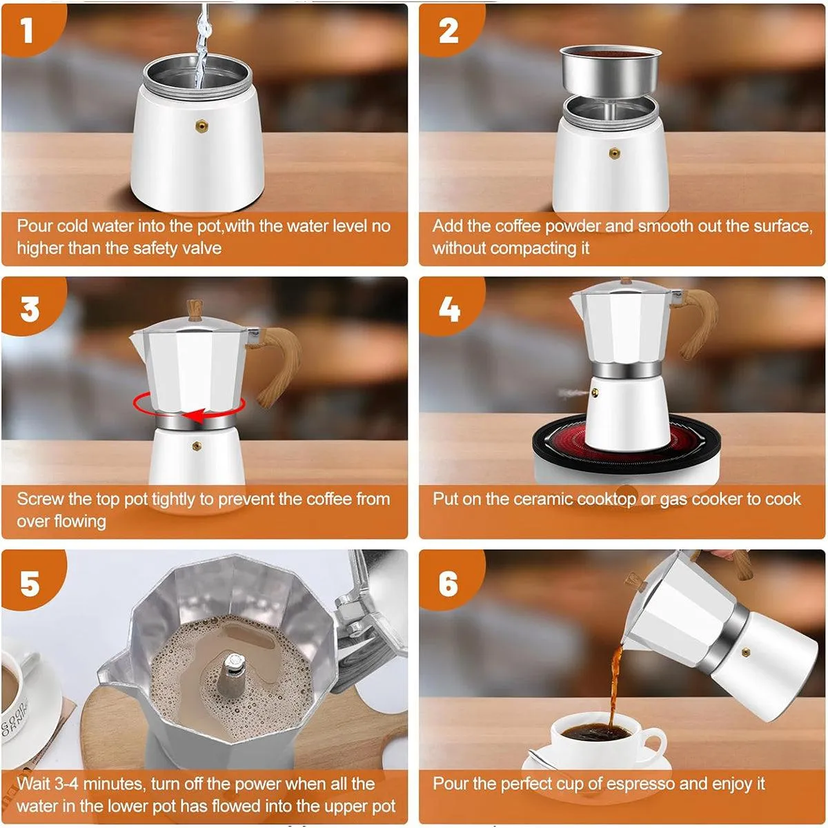 Portable Coffee Maker Wood Grain Handle Outdoor Manual Espresso Machine Camping