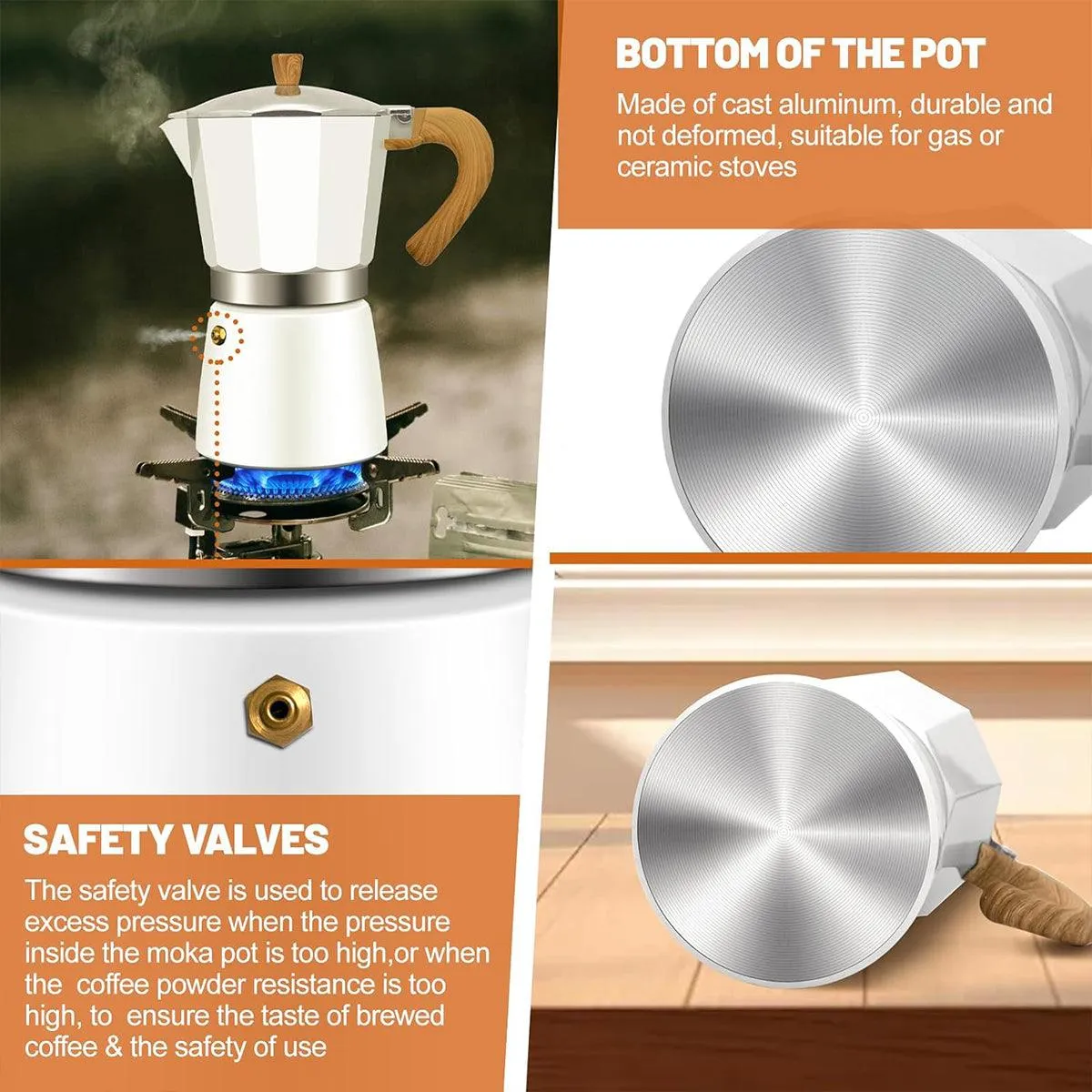 Portable Coffee Maker Wood Grain Handle Outdoor Manual Espresso Machine Camping
