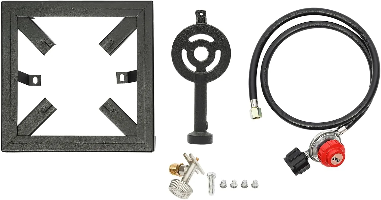 Portable Double Burner Outdoor Gas Stove Propane Cooker with Adjustable 0-20Psi Regulator Hose,Camping Single Burner Stove,for Patio Camping, BBQ, Home Brewing, Turkey Fry (Black, single)