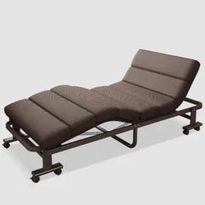 Portable Folding Adult Bed,Adult Folding Bed, M, Folding Camping Cot for Adults, 4-Speed Adjustable Back, Heavy Duty Guest Bed with Wheels, Leg and Back Linkage Adjustment, Sleeping Cots f