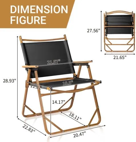 Portable Folding Camping Chair, Camping Essentials, Ultralight Low Beach Chair for Hiking, Lawn, Concert, Fishing, Picnic, Hunting(Black)