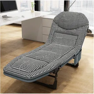 Portable Folding Camping Cot, Adjustable 5-Position Adults Reclining Folding Chaise with Pillow, Outdoor Patio Folding Lounge Chair Sleeping Cots Bed, Perfect for Camping, Pool, Beach, Patio Durable