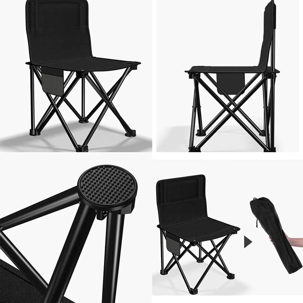 Portable Folding Chair Outdoor Folding Backrest Chair Portable Fishing Chair with Side Pocket Lightweight Leisure Chairs Padded Deck Chair Adjustable Folding Chair(B)