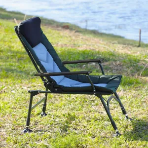 Portable Folding Reclining Camping Chair for Ultimate Comfort, Adjustable Backrest, Camping, Beach, Hiking, and Fishing, Green/Black/Grey