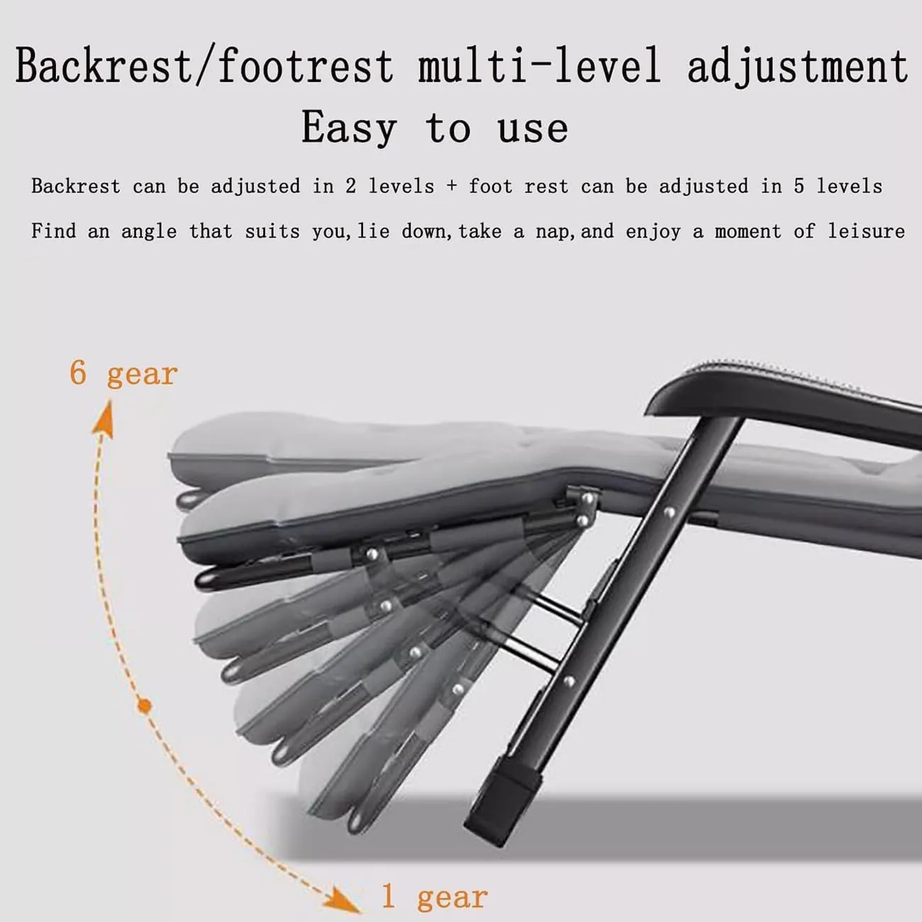 Portable Folding Sun Lounger,Deck Chairs for Adults/Garden Recliner,Reclining Camping Chairs 300KG,7 Gear Adjustable Lounge Chair,3D Memory Anheadrest and Massage Armrest Grey,180X30X55cm