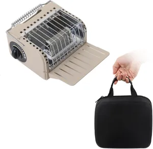 Portable Heater Camping Stove, Outdoor Camping Gas Stove, Adjustable Temperature Heating Cooking Stove, Hands Warmer Camping Equipment With Storage Bag for Hiking, Fishing