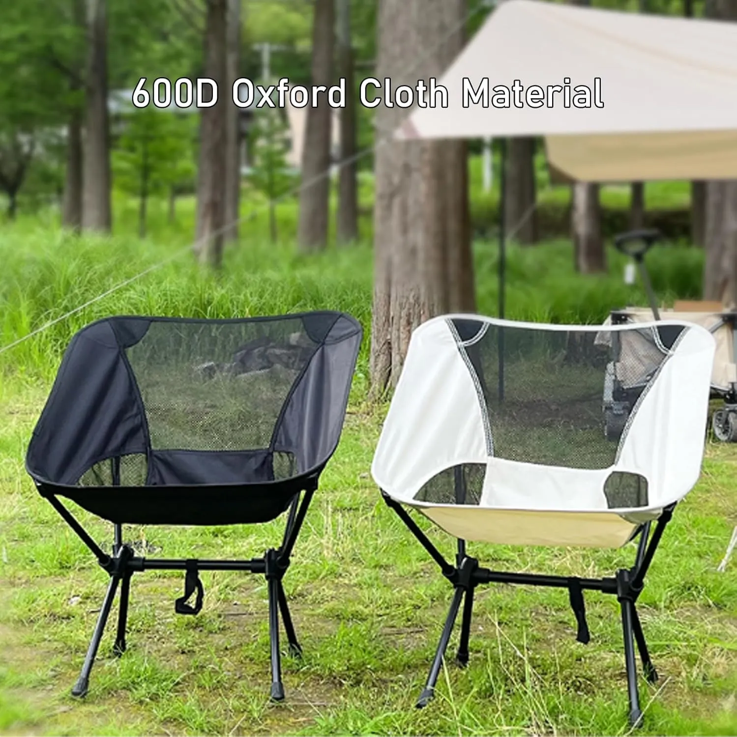 Portable High Back Camping Chair, Aluminum Frame Folding Camp Chair for Adults, Lightweight Compact with Carry Bag, Folding Backpacking Chair for Travel, Hiking, Beach, Fishing,Beige