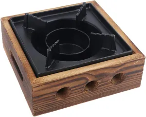 Portable Picnic Barbecue Camping Stove, Wooden & Iron Material, Solid & Liquid Fuel, Outdoor Cooking, Hiking, Fishing, BBQ