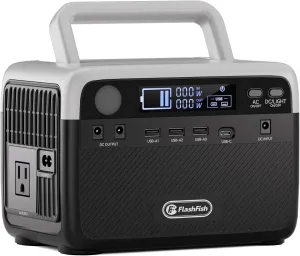 Portable Power Station, 230Wh LiFePO4 Battery Pack, 300W (600W Surge) Solar Generator with AC Outlets, Backup Power for Camping, Home Backup, Emergency, Off-grid, Power Outage