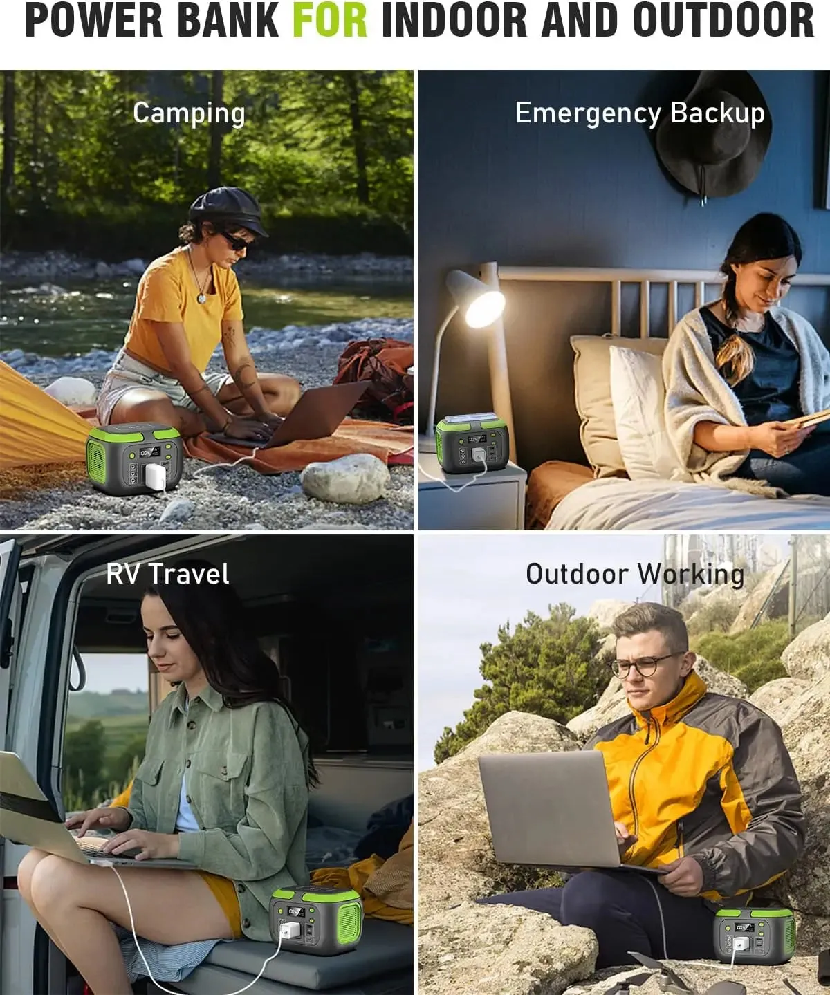 Portable Power Station Solar Generator Power Bank with AC Outlet 110V,, USB  for Outdoor Camping RV
