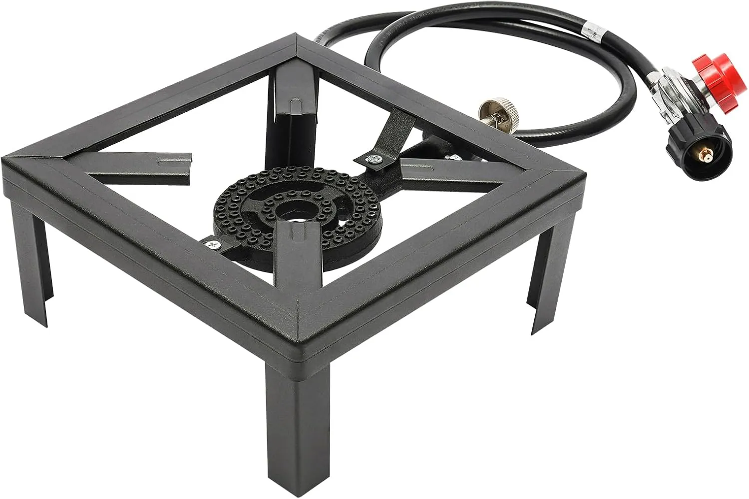 Portable Propane Single Cooker Burner Stove Gas Outdoor Cooking Camping Stand BBQ Grill w/Hose for Picnics, Hiking, Barbecues. Home Brewing, Seafood Boil