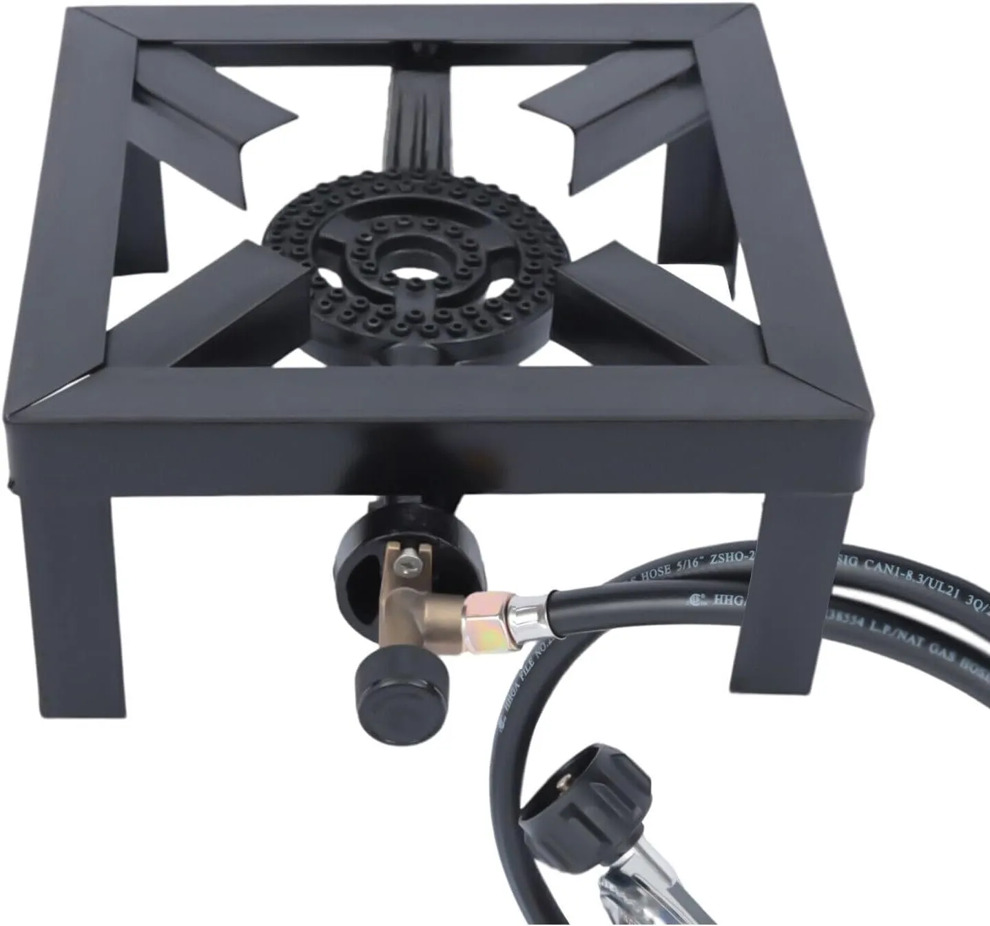 Portable Single Burner Outdoor Gas Stove Propane Cooker, Cooking burner with Adjustable 0-20PSI Regulator Hose for Patio Camping, BBQ