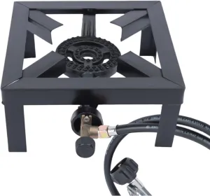 Portable Single Burner Outdoor Gas Stove Propane Cooker, Cooking burner with Adjustable 0-20PSI Regulator Hose for Patio Camping, BBQ