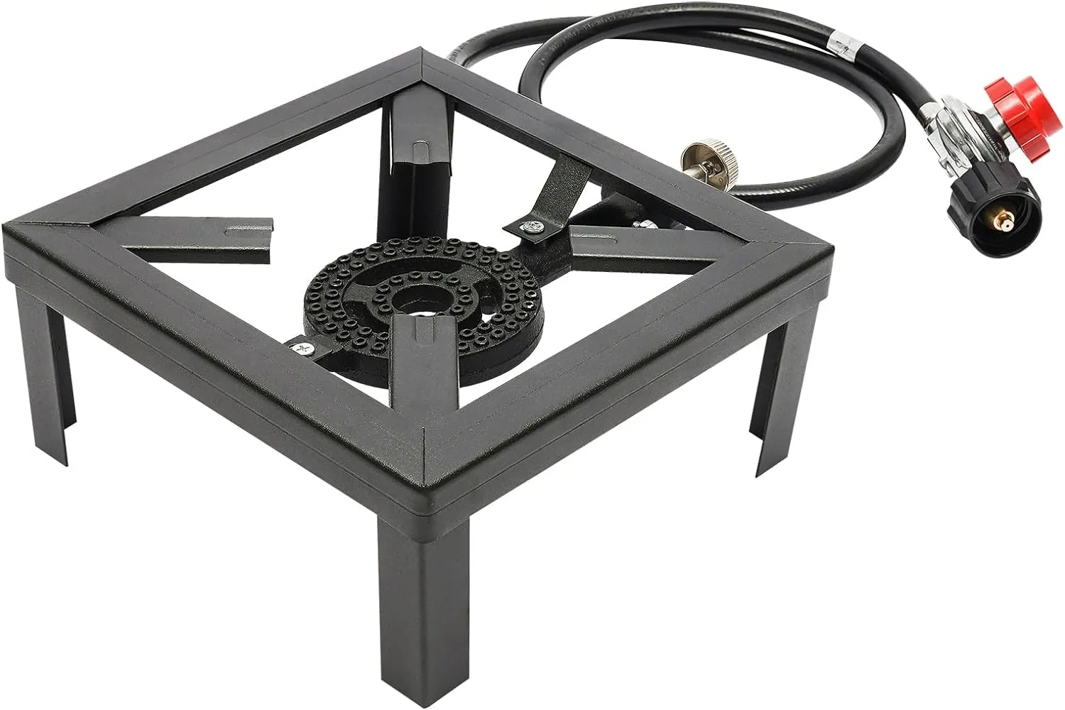 Portable Single Burner Outdoor Gas Stove Propane Cooker with Adjustable 0-20PSI Regulator Hose for Camping, BBQ, Turkey Fry, Home Brewing & More