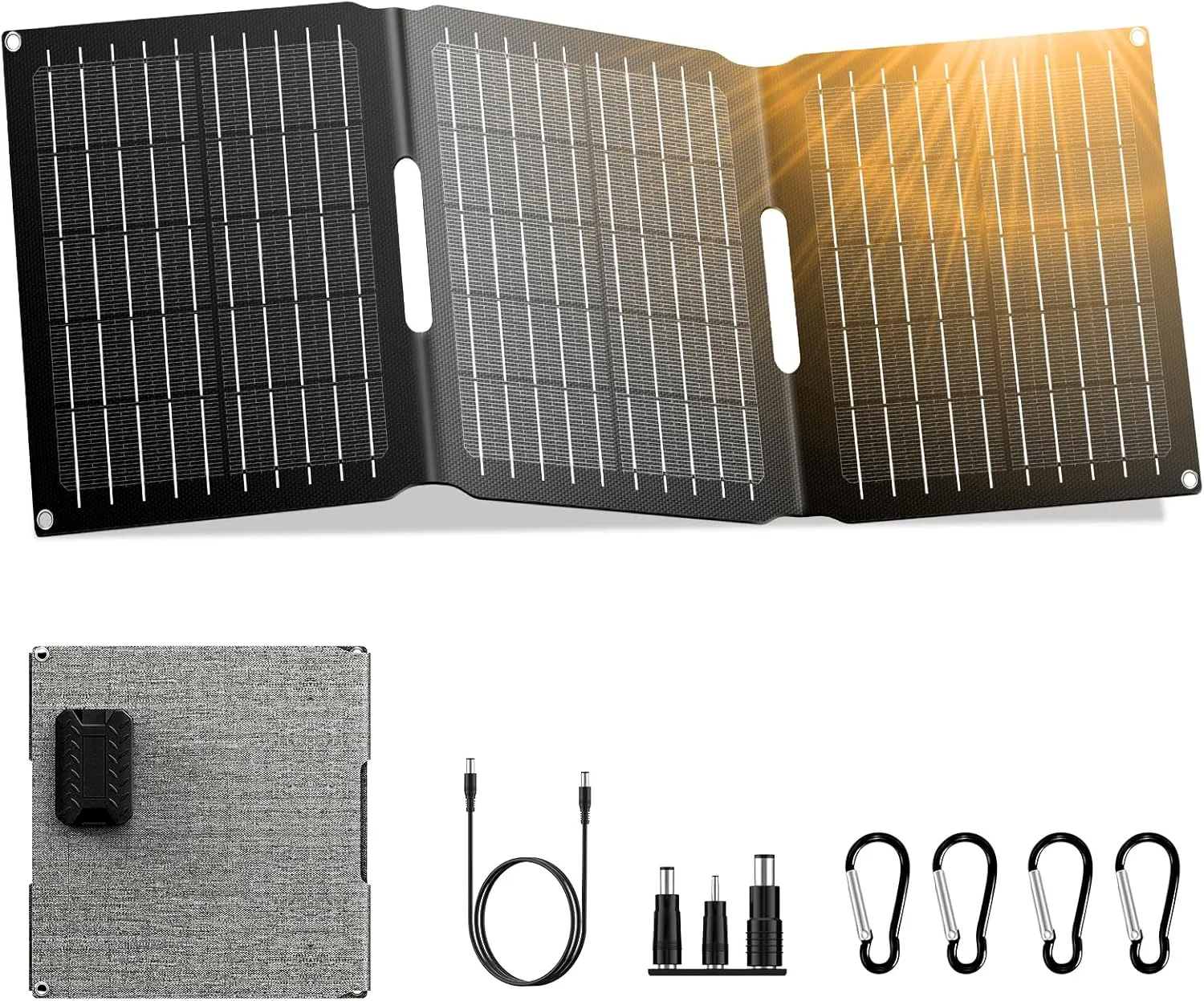 Portable Solar Panel Charger 22W, ZeroKor Foldable Solar Panel Kit with DC USB C USB A Out for Phone Pad Power Bank Smart Device, High Efficiency Waterproof Panel for Camping Backpacking Hiking