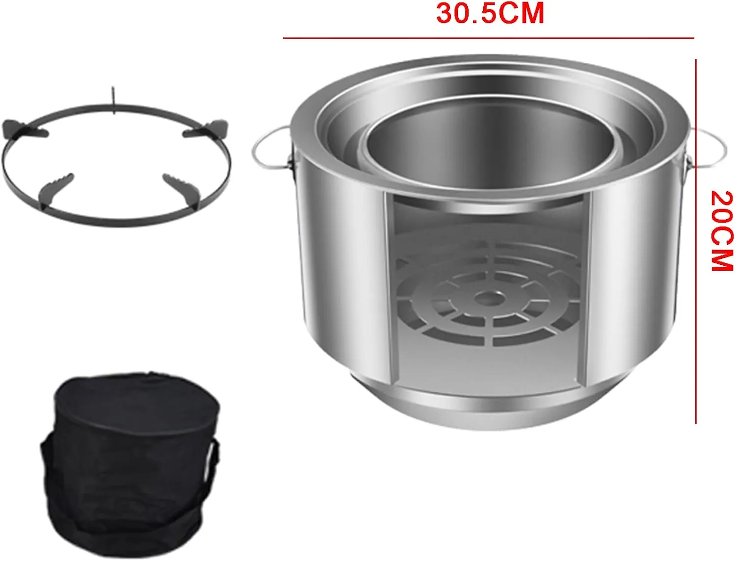 Portable Stainless Steel Backpacking Stove | Large Tent Stove | Portable Wood Burning Stove for Tents, Shelters, and Camping for Picnic BBQ Camp Hiking with Grill Grid,Handbag Pot Holder