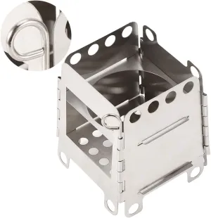 Portable Stainless Steel Folding Stove Wood Burning Stove Outdoor BBQ Camping Hiking