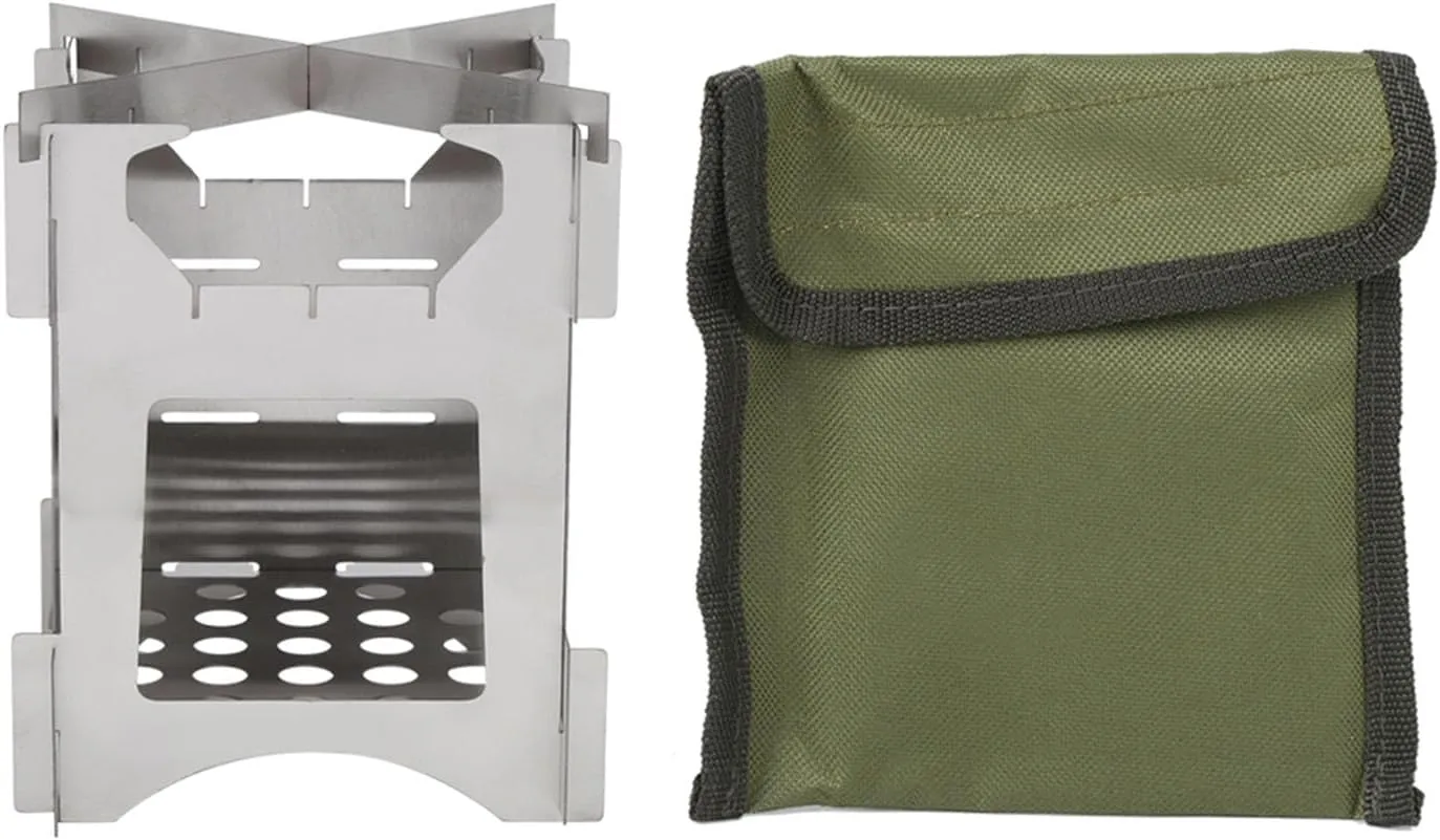 Portable Stainless Steel Folding Wood Burning Stove Mini Cooker Outdoor Camping Travel Hiking Picnic